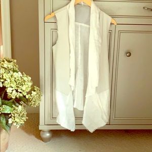 Leather and linen vest